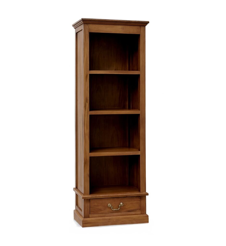 Libreria colonial estrecha color nogal