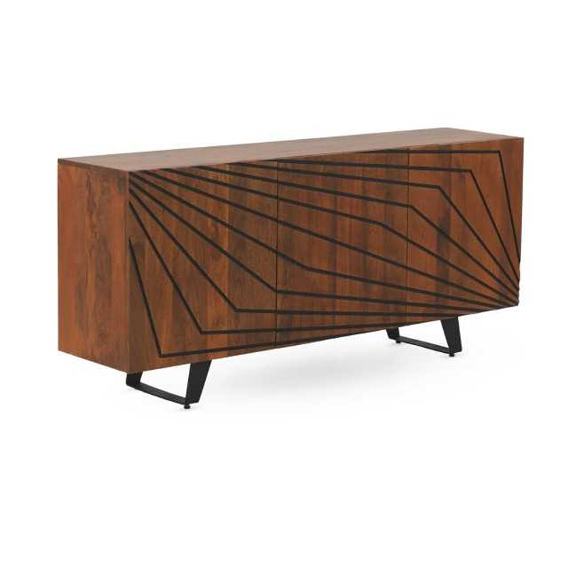 Aparador salon moderno 3 puertas labradas con lineas geometricas