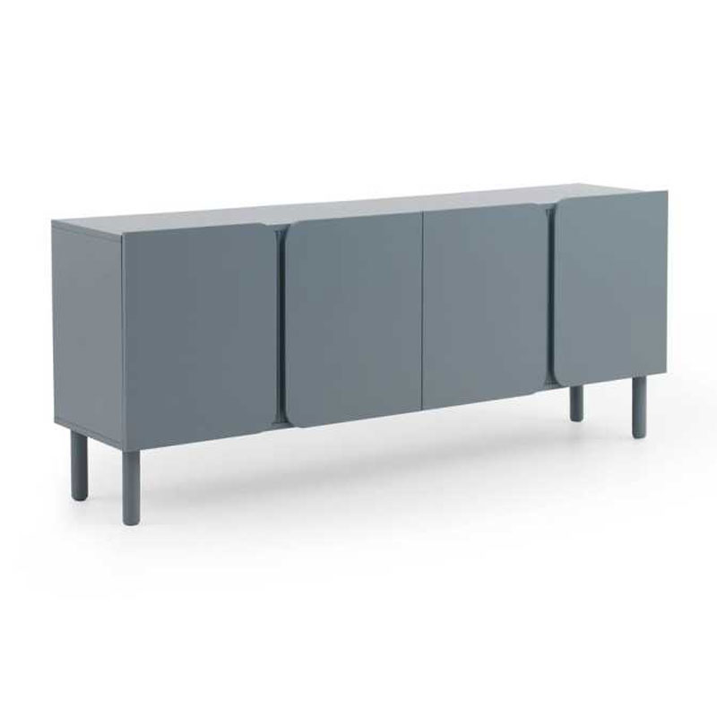 Buffet Salon 4 Puertas Lisas Color Azul Paloma Diseño Actual