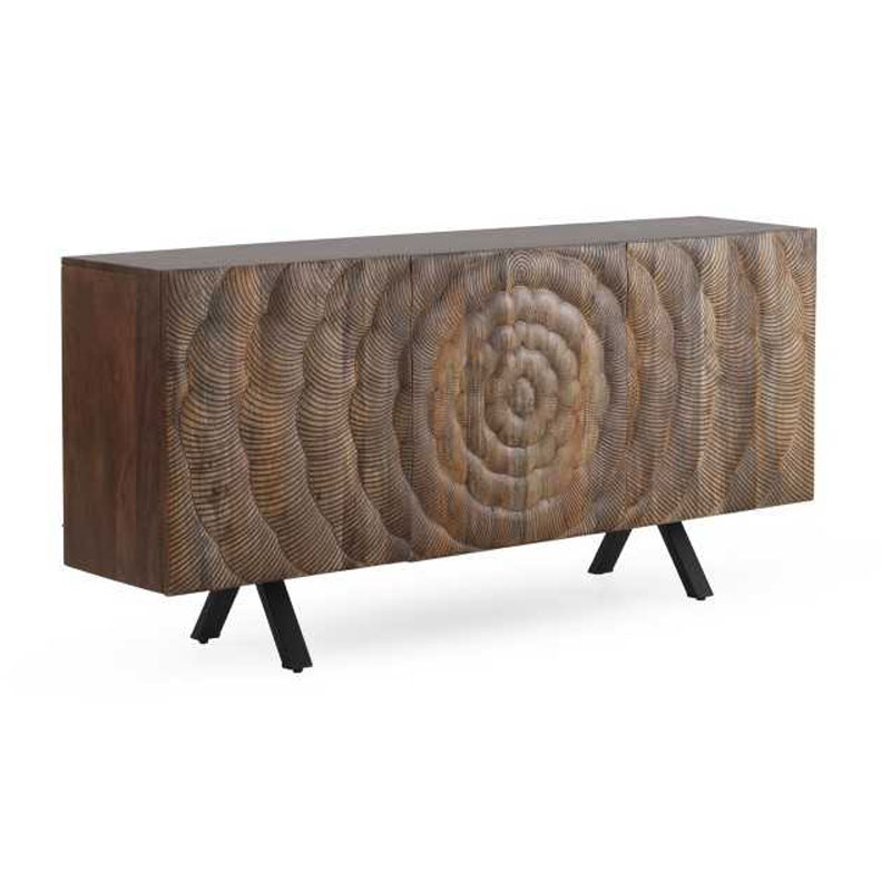 Buffet salon 3 puertas talladas en forma de flor madera maciza