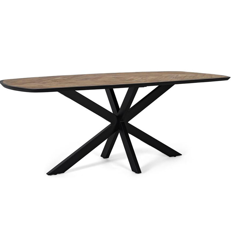 Mesa Comedor Industrial Tapa Madera Nogal Patas Hierro