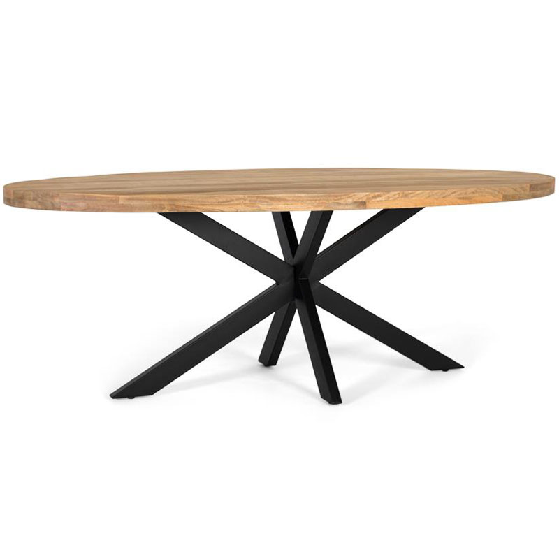 Mesa Comedor Oval Industrial Madera Hierro 220 cm