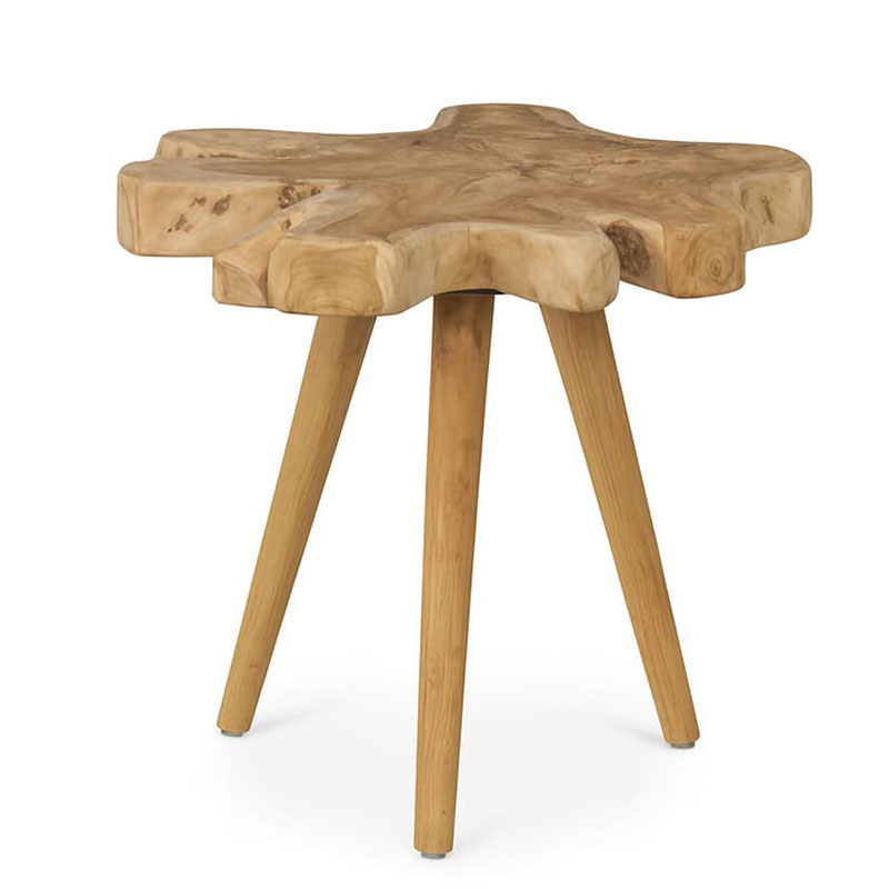 Mesa auxiliar madera de teca forma de tronco