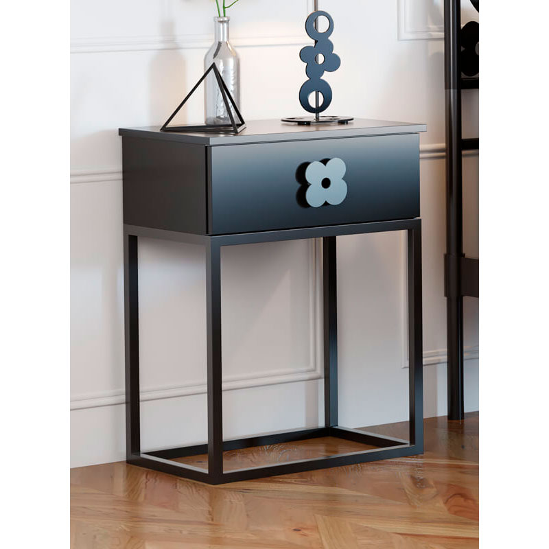 Mesita noche forja madera serie Lina