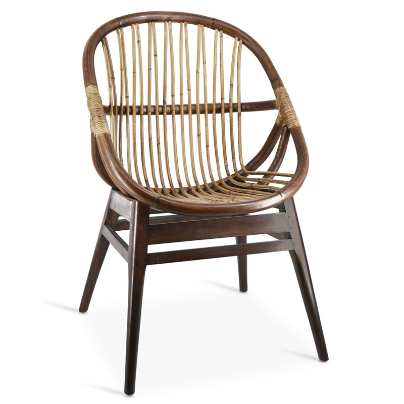 Sillon madera rustica con asiento de rattan