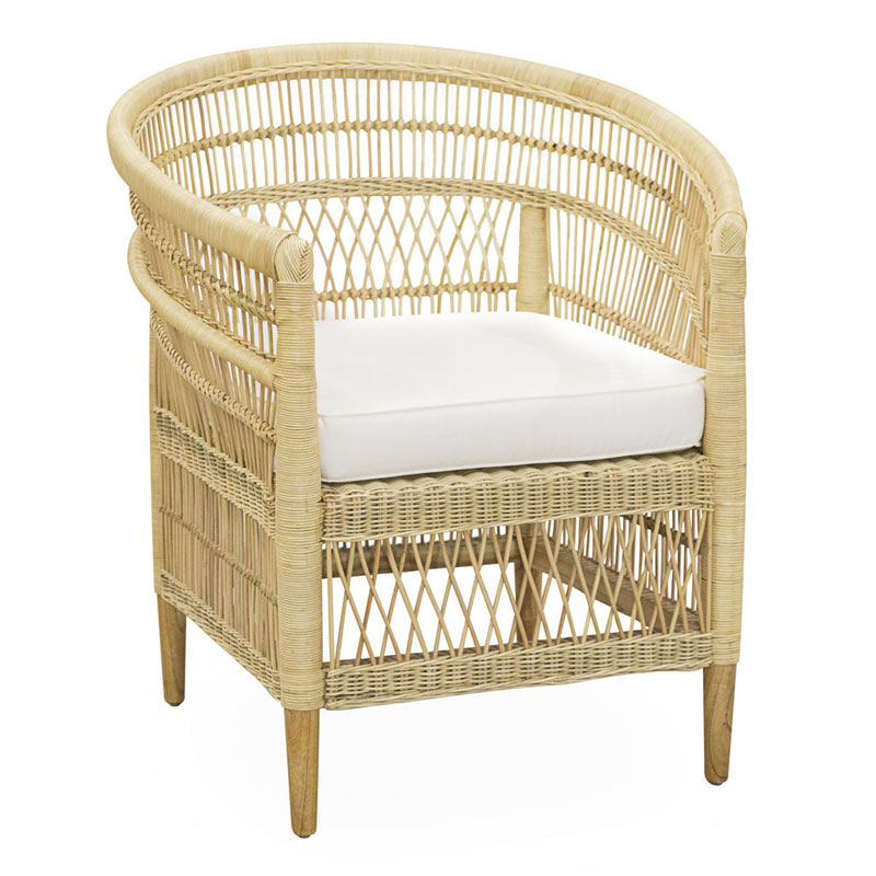 Sillon medula de rattan natural con cojin