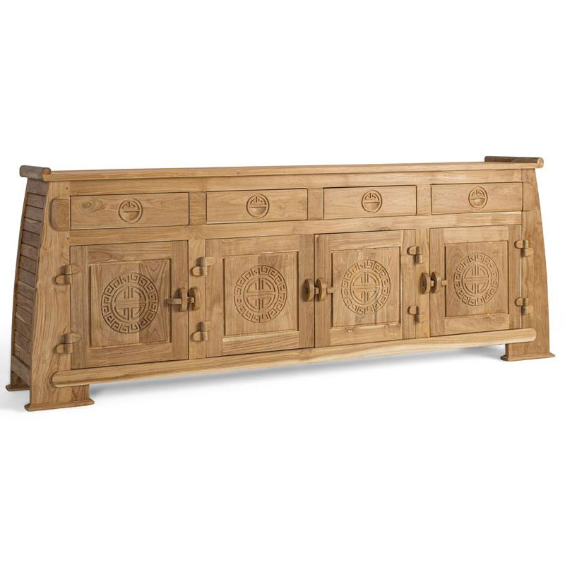 Aparador oriental tallado madera natural maciza