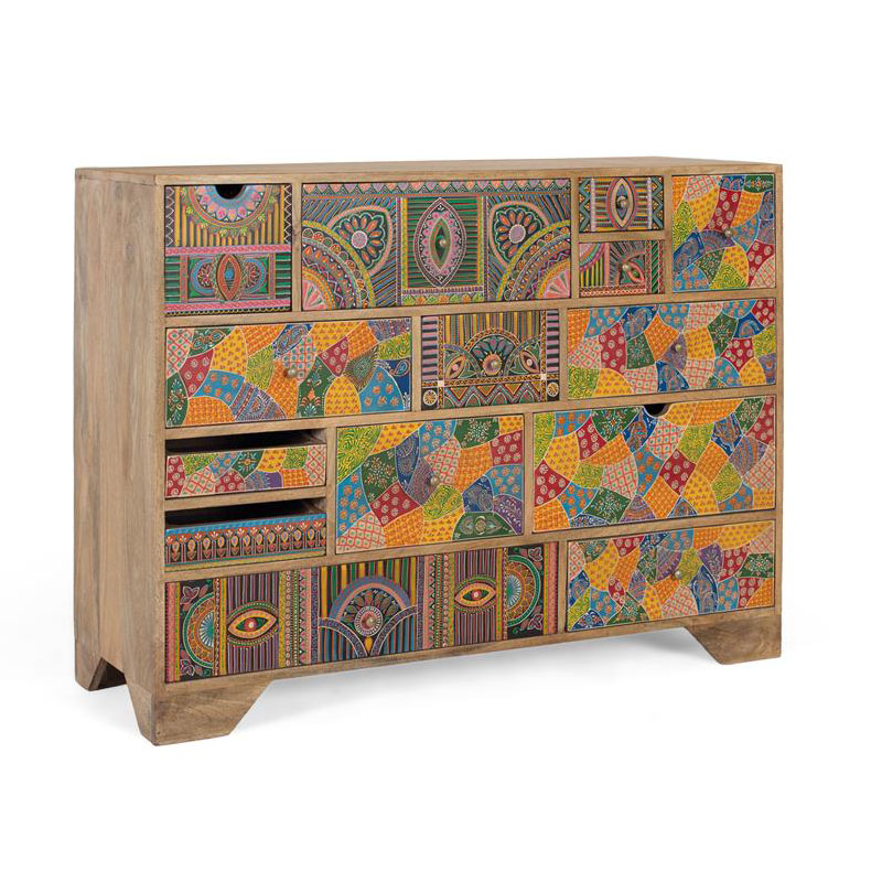 Comoda grande diseño etnico pintada a mano