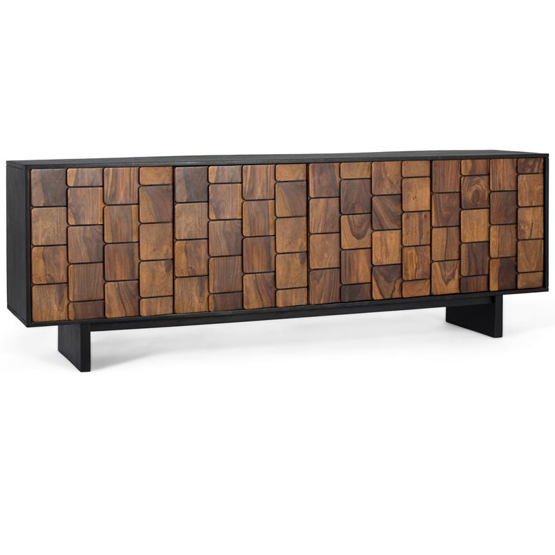 Aparador 4 puertas estilo moderno bicolor negro madera