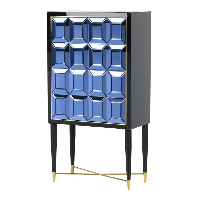 Armario salon actual madera y cristal color azul negro