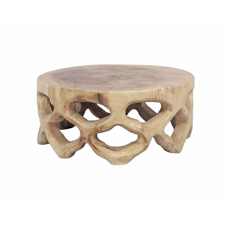 Mesa de centro redonda madera maciza suar