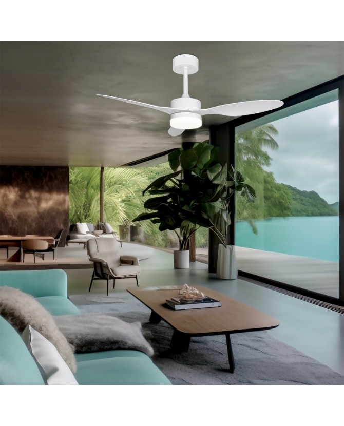 Ventilador de techo blanco con luz