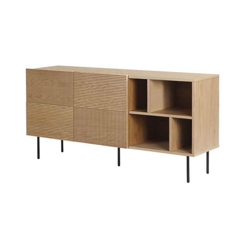 Aparador Moderno 2 Puertas Estantes Madera Roble