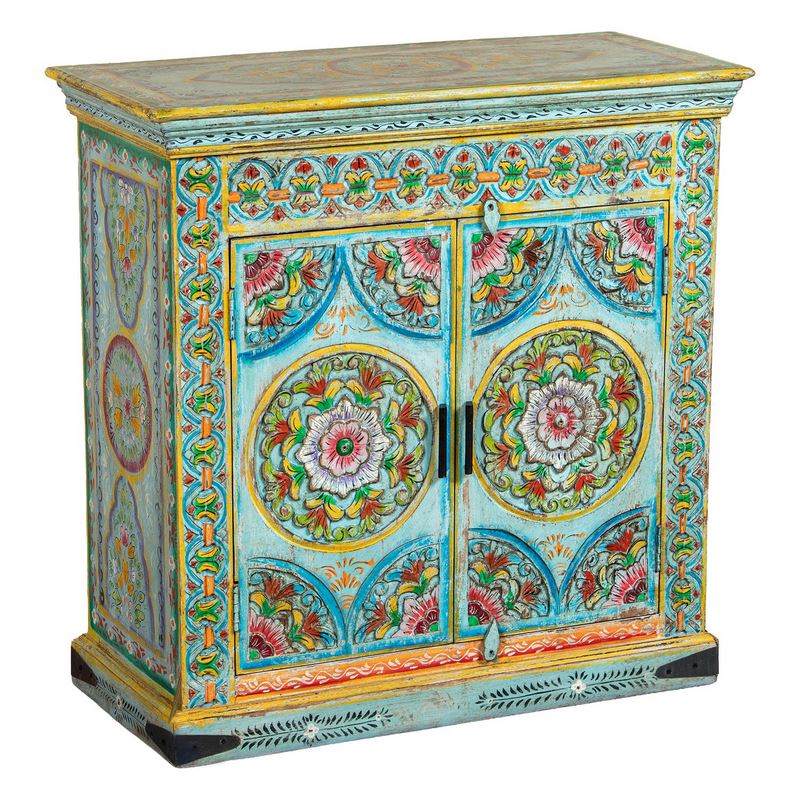 Aparador chino 2 puertas madera de mango policromada