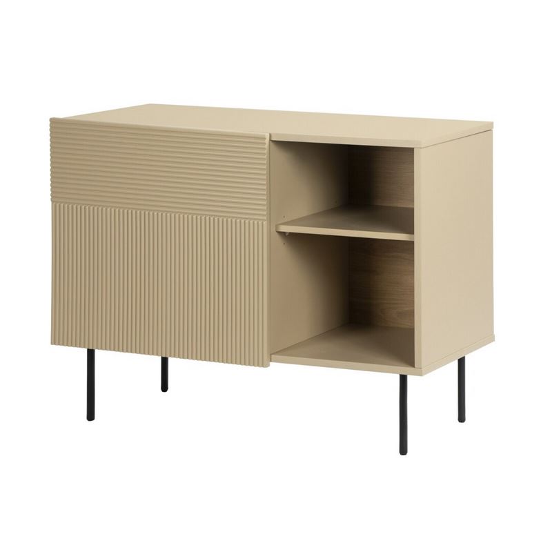 Buffet Pequeño 1 Puerta Diseño Acanalado Color Beige