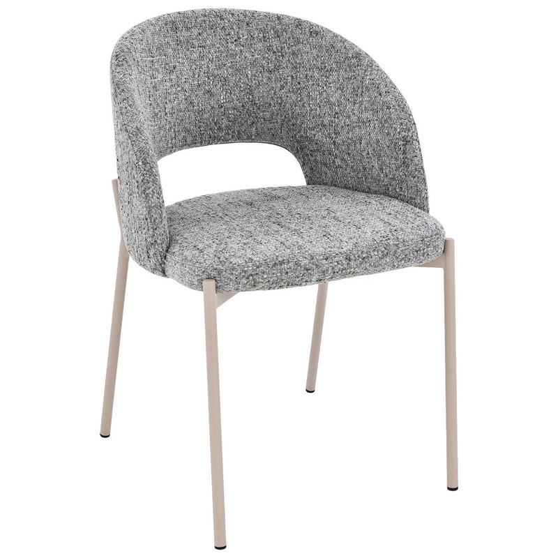 Juego 2 sillas comedor tapizada gris patas metal