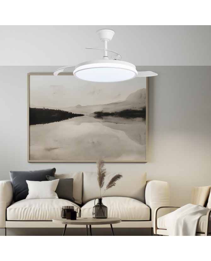 Ventilador Techo Blanco con Lampara Led