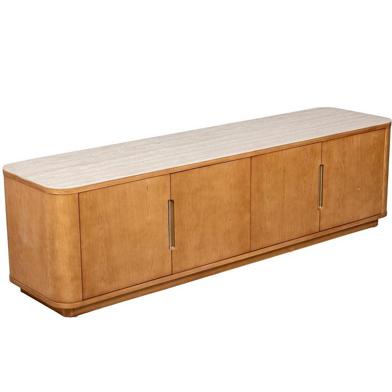 Mueble Bajo TV Moderno 4 Puertas Roble Laminado