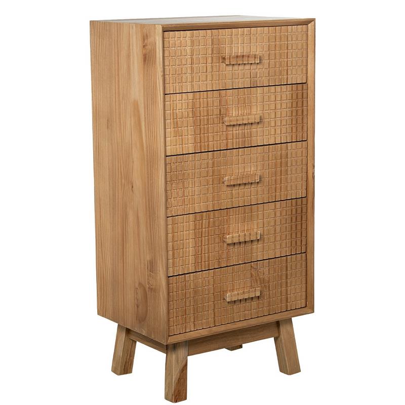 Sinfonier Dormitorio 5 Cajones Madera Natural Tallada
