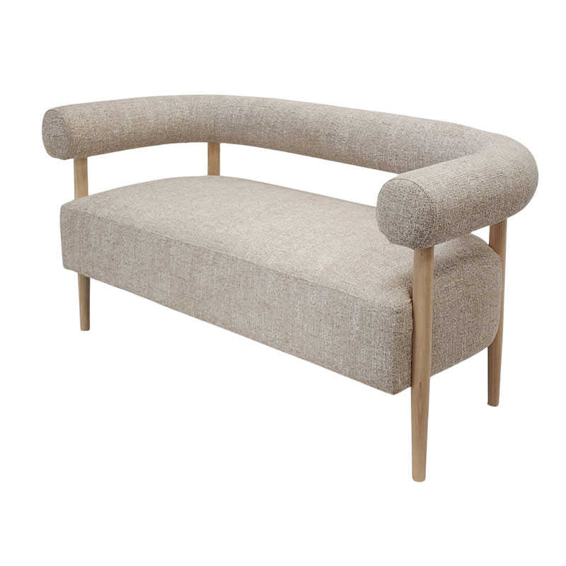 Sofa 2 Plazas Madera y Tapizado Beige Serie Mere
