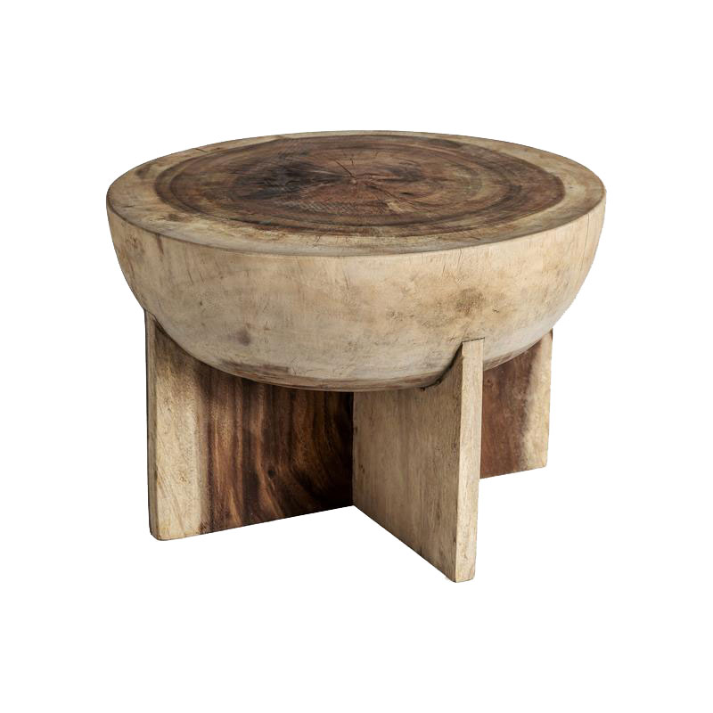Mesa redonda madera de tronco natural de 60 cm