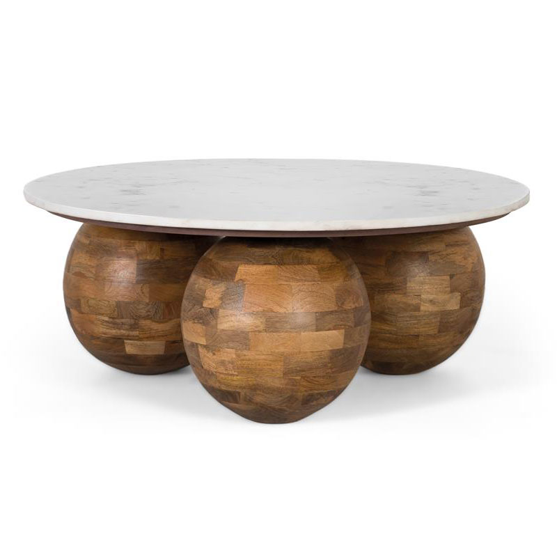 Mesa centro original redonda madera y marmol