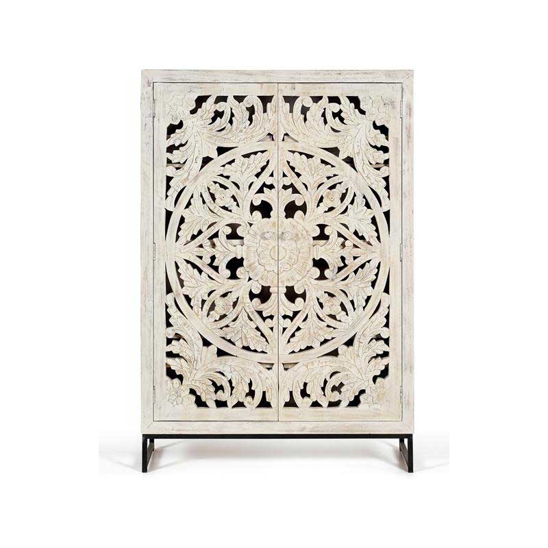 Alacena Madera de Mango y Hierro 2 Puertas Oriental Serie Anyada