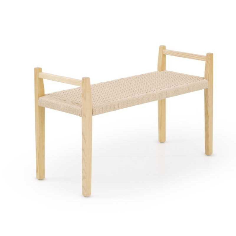 Banco 2 Plazas Madera Fresno Natural Asiento Cuerda