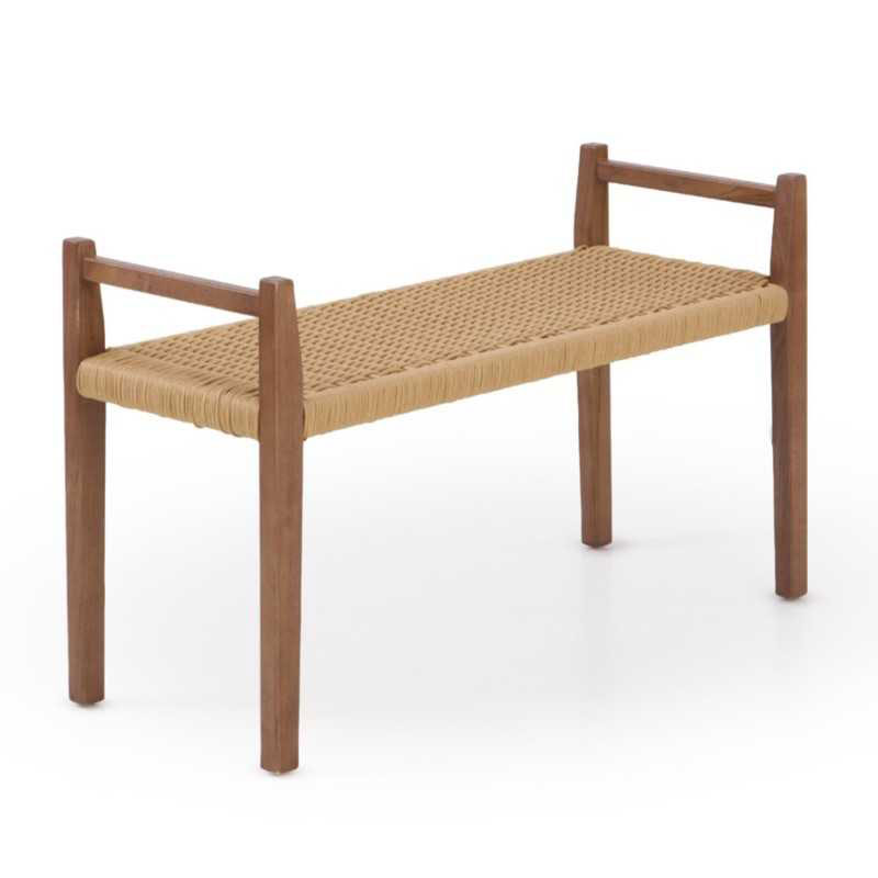 Banco 2 Plazas Madera Fresno Nogal Asiento Cuerda