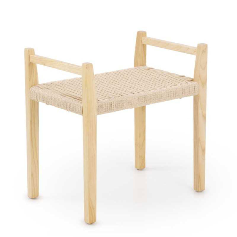 Banqueta Madera Fresno Natural Asiento Cuerda