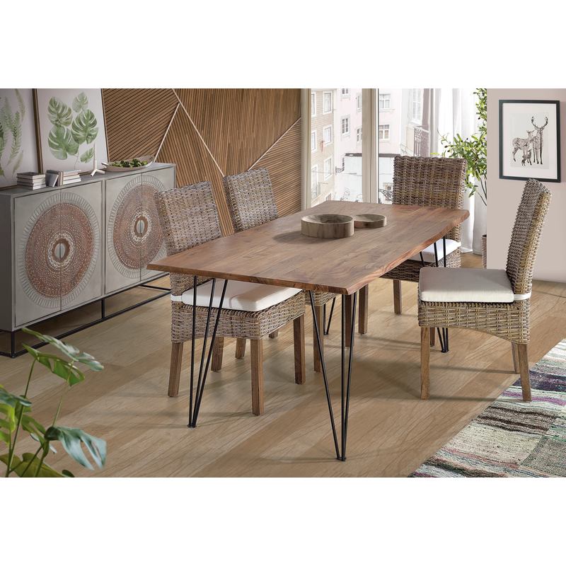 Mesa Comedor Industrial Madera Acacia y Metal 160 y 200