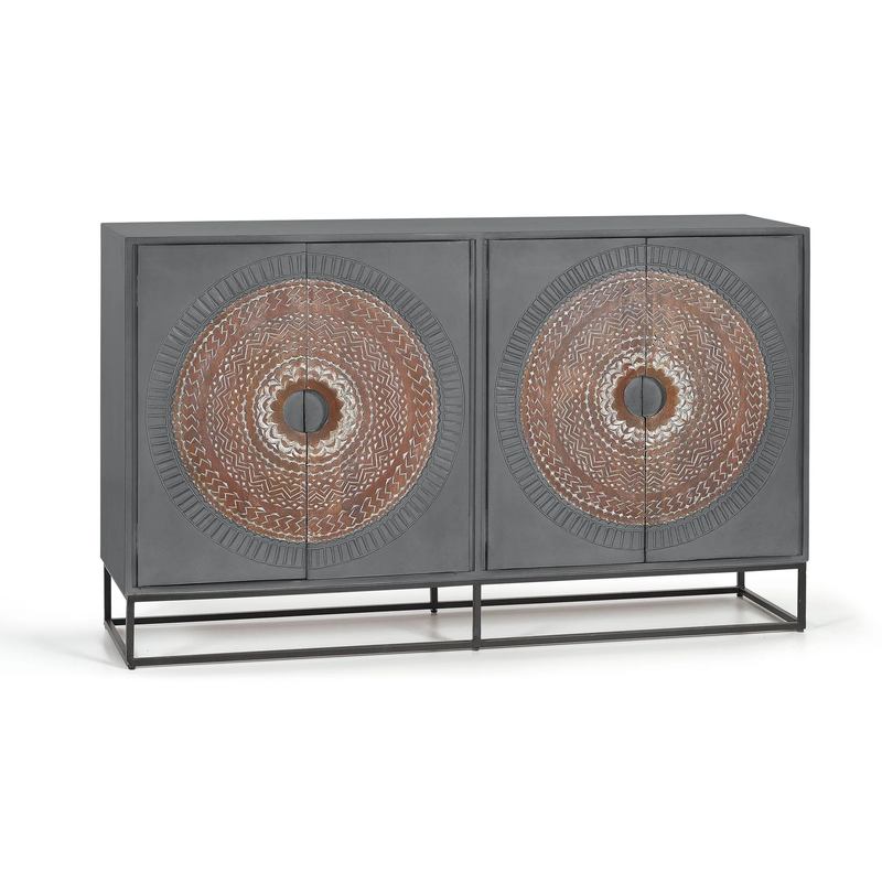 Aparador Oriental 4 Puertas Talladas Serie Wood Mandala