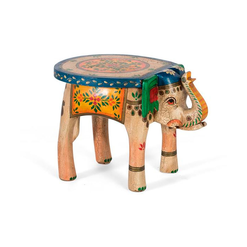 Banqueta Oriental Madera Diseño Elefante