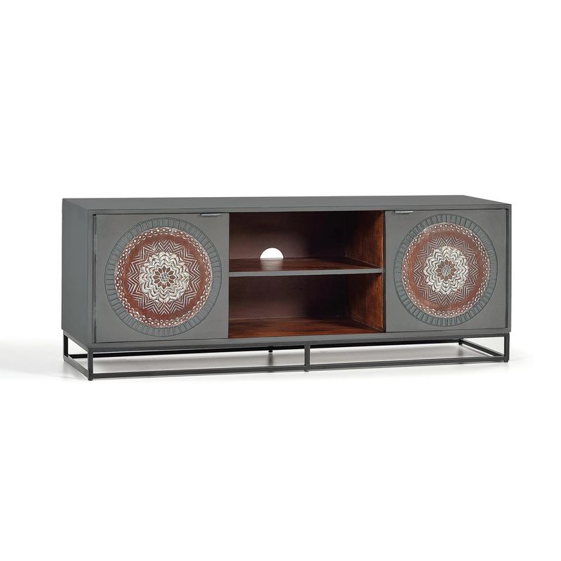 Mueble TV 2 Puertas Madera Decorada Etnica Wood Mandala