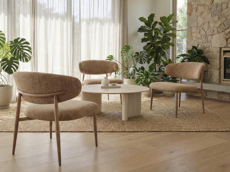Silla Baja Salon Tapizada Mostaza