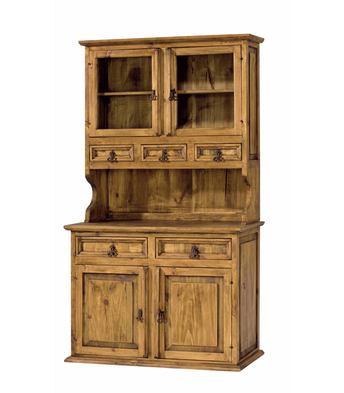 Alacena Rustica Mejicana 4 Puertas 5 Cajones Madera Maciza