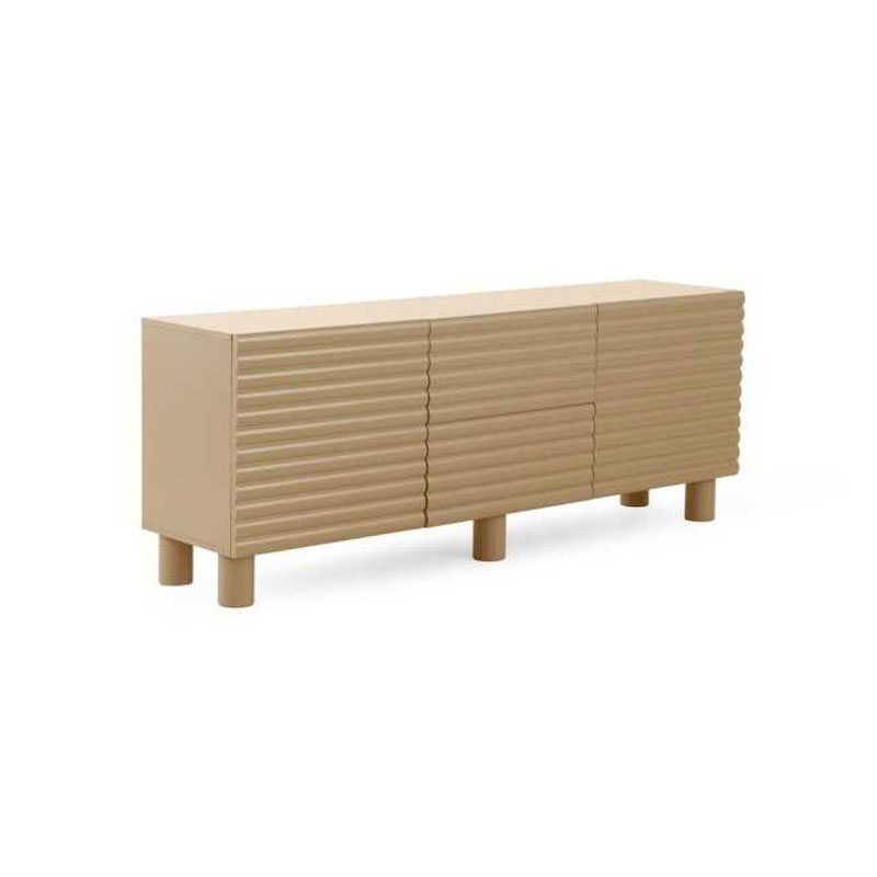 Aparador 2 Puertas 2 Cajones Acanalados beige Serie Athin