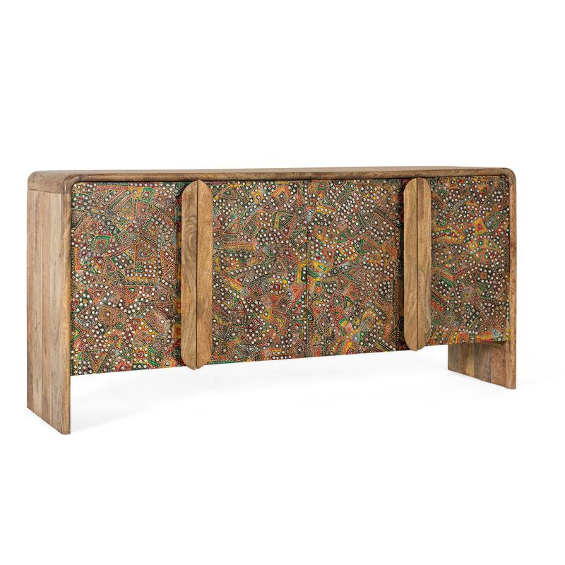 Aparador 4 puertas decoradas en colores estilo oriental Albizo