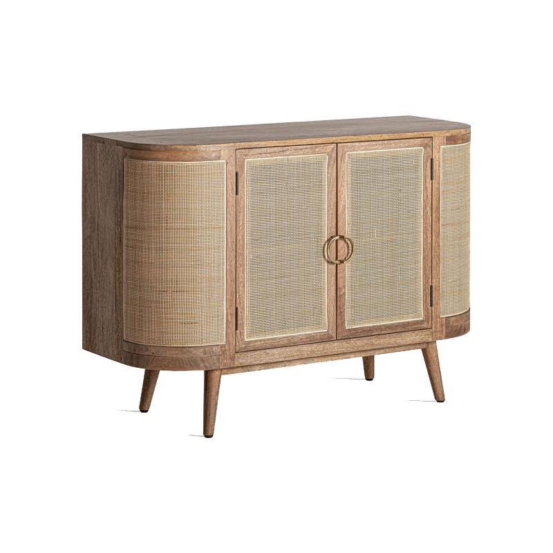 Aparador Actual 2 Puertas Madera y Tejido de Ratan Beckley