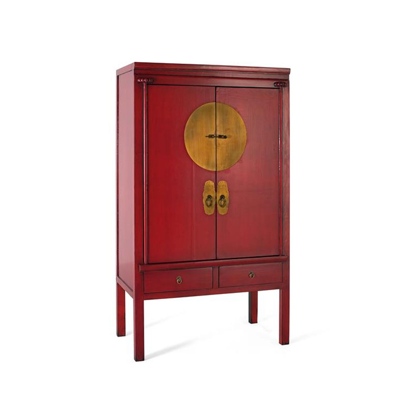 Aparador Armario Boda Chino Rojo 2 Puertas 2 Cajones Aorien
