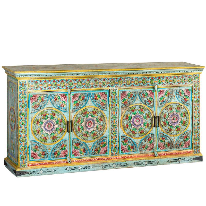 Aparador Chino Madera Mango Policromado 4 Puertas Ambros Aparador Chino Madera Mango Policromado 4 Puertas Ambros