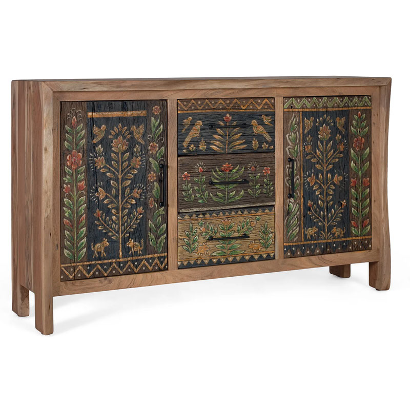Aparador Madera Rustica 2 Puertas 3 Cajones - Agarden