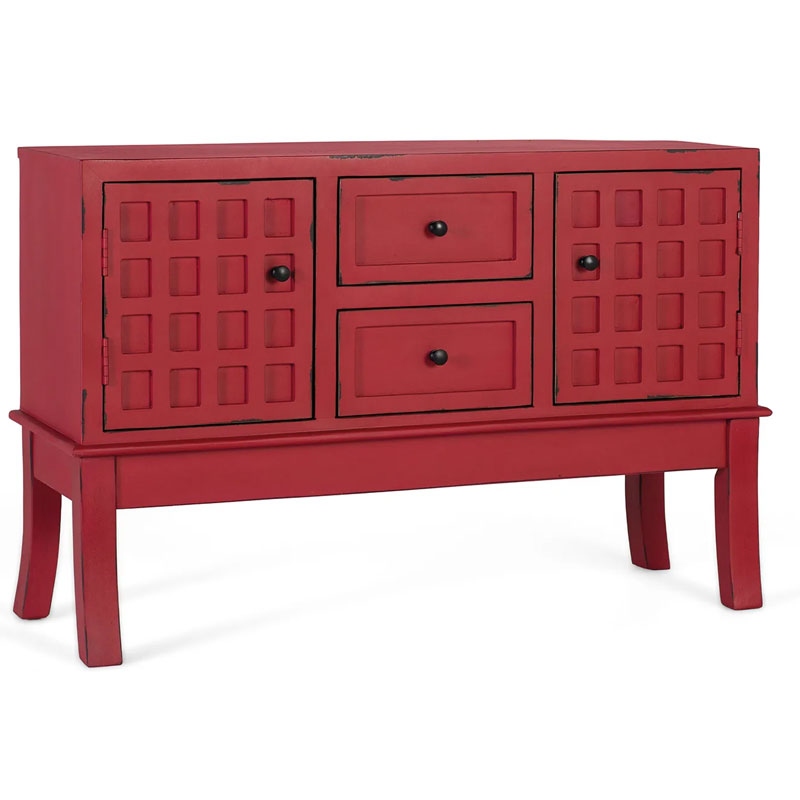 Aparador Oriental Rojo 2 Puertas 2 Cajones - Serie Akai