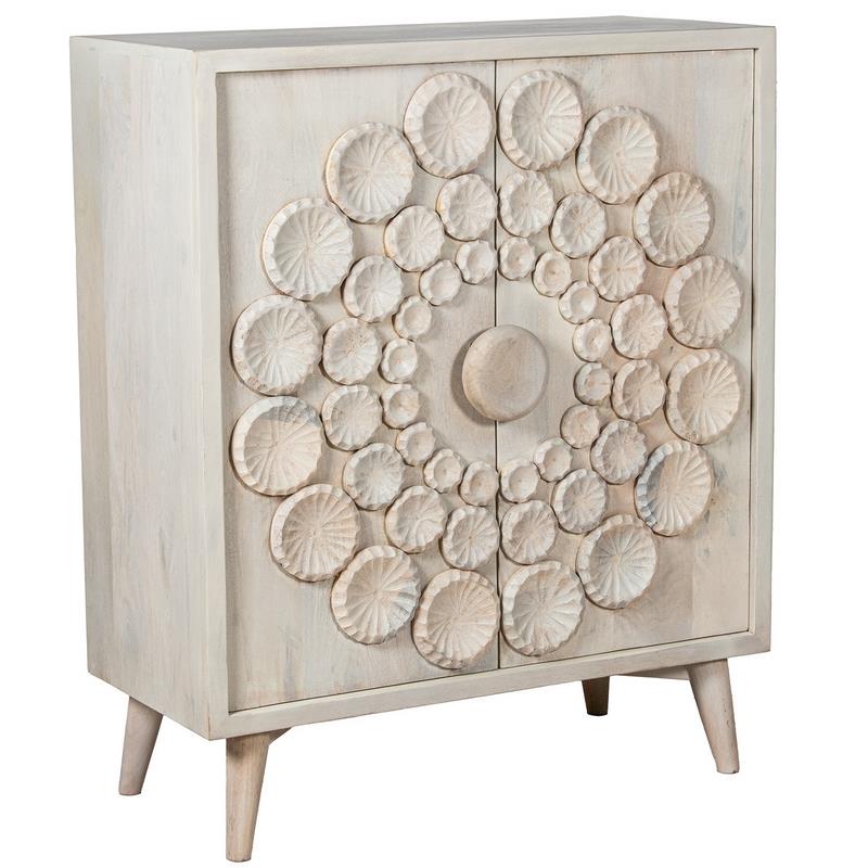 Aparador Pequeño Madera Mango Color Blanco Serie Agaz