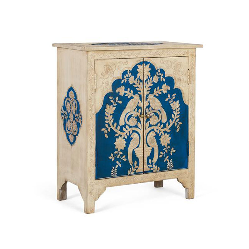 Aparador Pequeño Oriental 2 Puertas Decoracion Floral Arfian