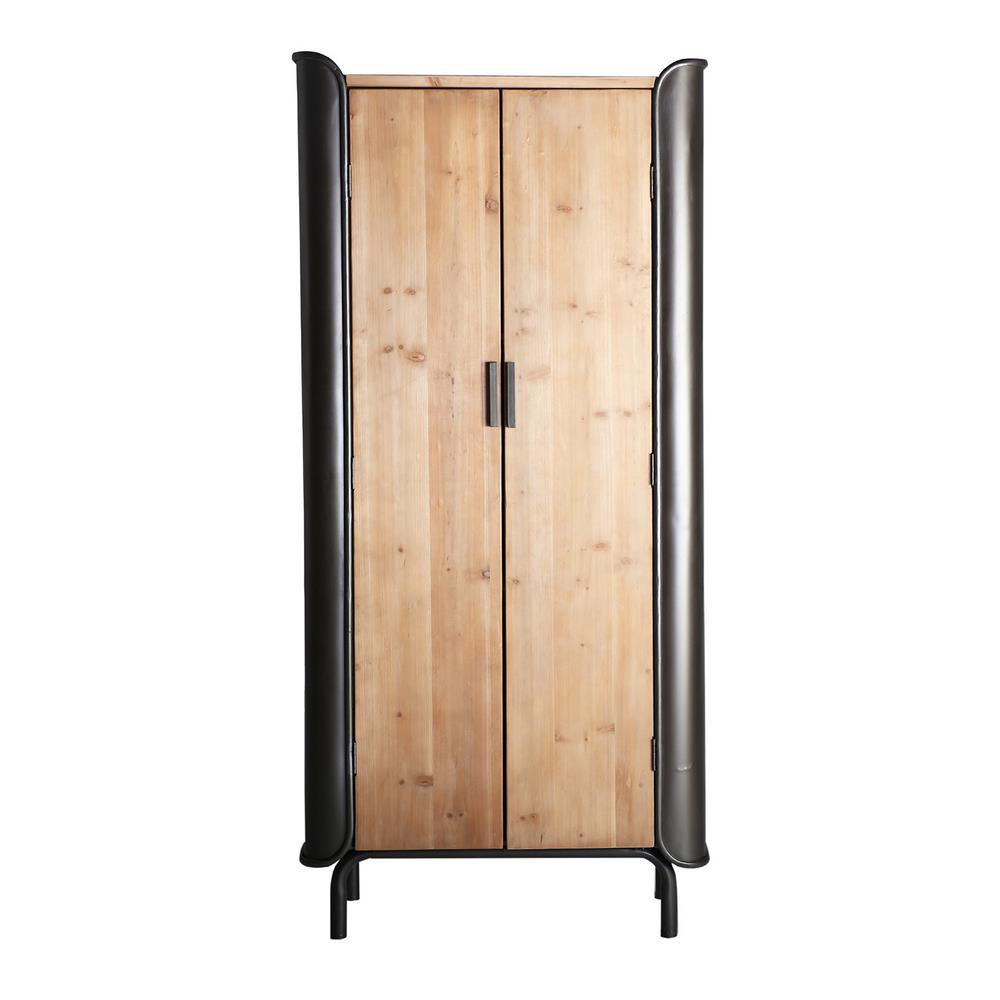 Armario 2 Puertas Madera Metal Estilo Industrial Serie Briec