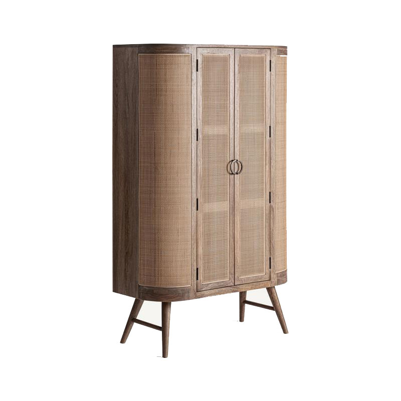 Armario Contemporaneo 2 Puertas Madera y Ratan Serie Beckley