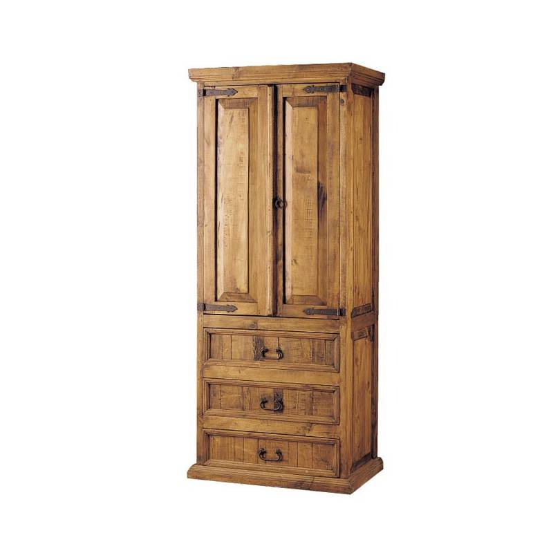 Armario Dormitorio Rustico 2 Puerta 3 Cajones Pino Macizo