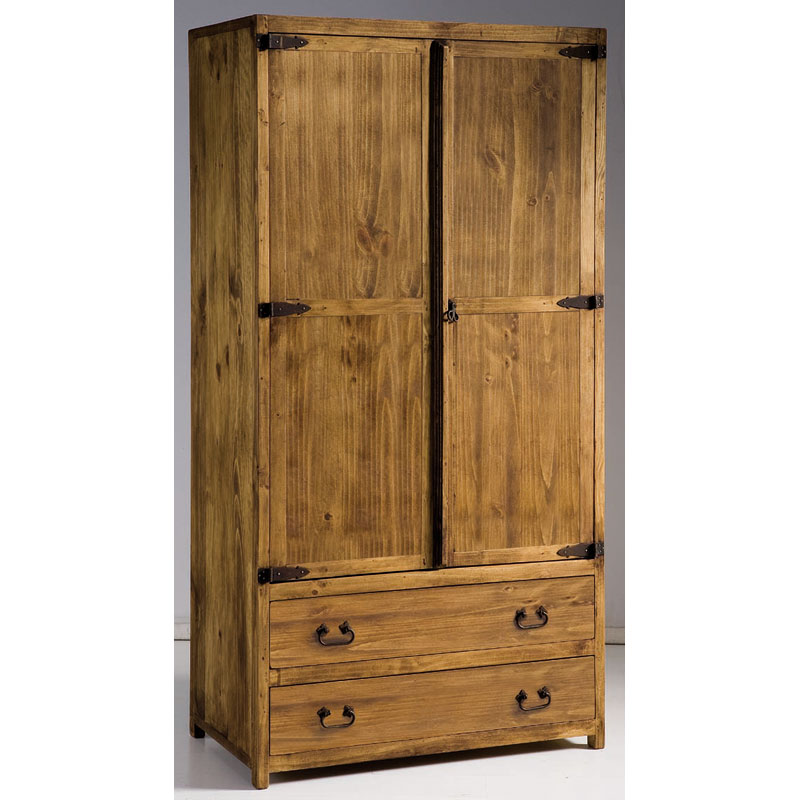 Armario Dormitorio Rustico 2 Puertas 2 Cajones
