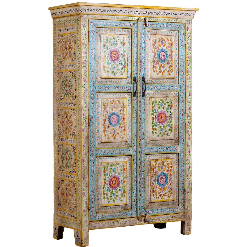 Armario Oriental 2 Puertas Pintadas con Flores Serie Ambros Armario Oriental 2 Puertas Pintadas con Flores Serie Ambros